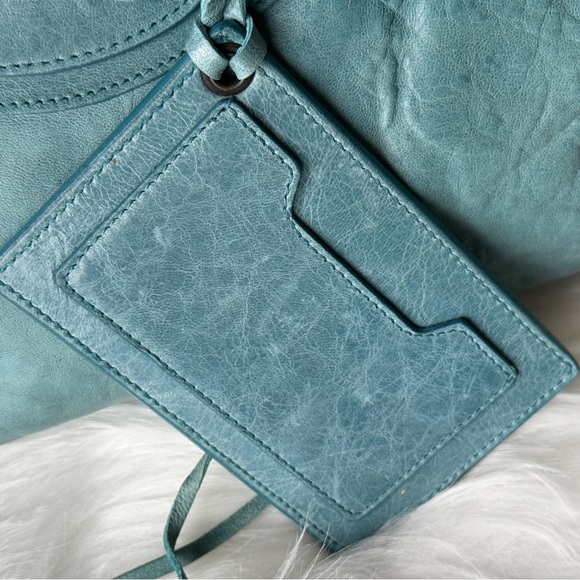 BALENCIAGA CITY BAG MOTORCYCLE BAG SUPER RARE F/W 2006 CHÈVRE LEATHER TURQUOISE - Picture 3 of 14